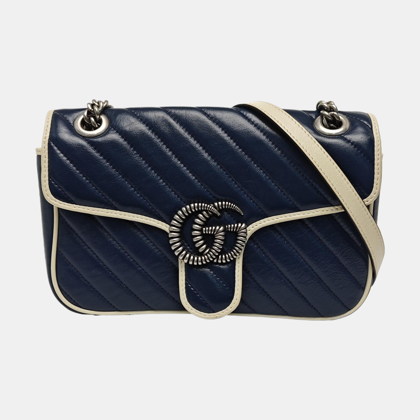 GG Marmont Medium Quilted Calfskin Blue