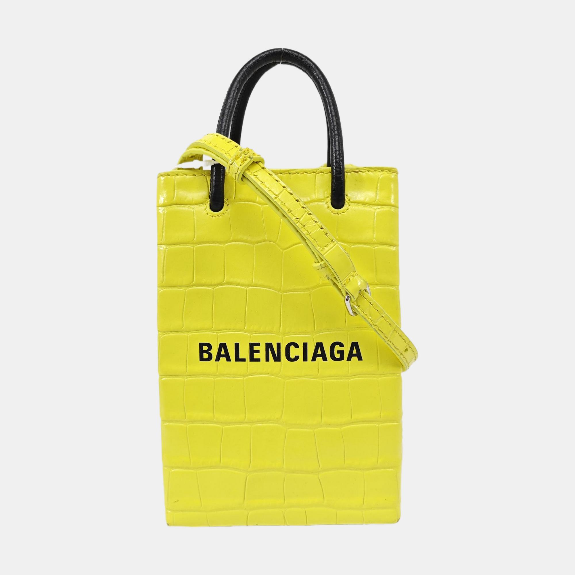 Shopping Bag Calfskin Yellow