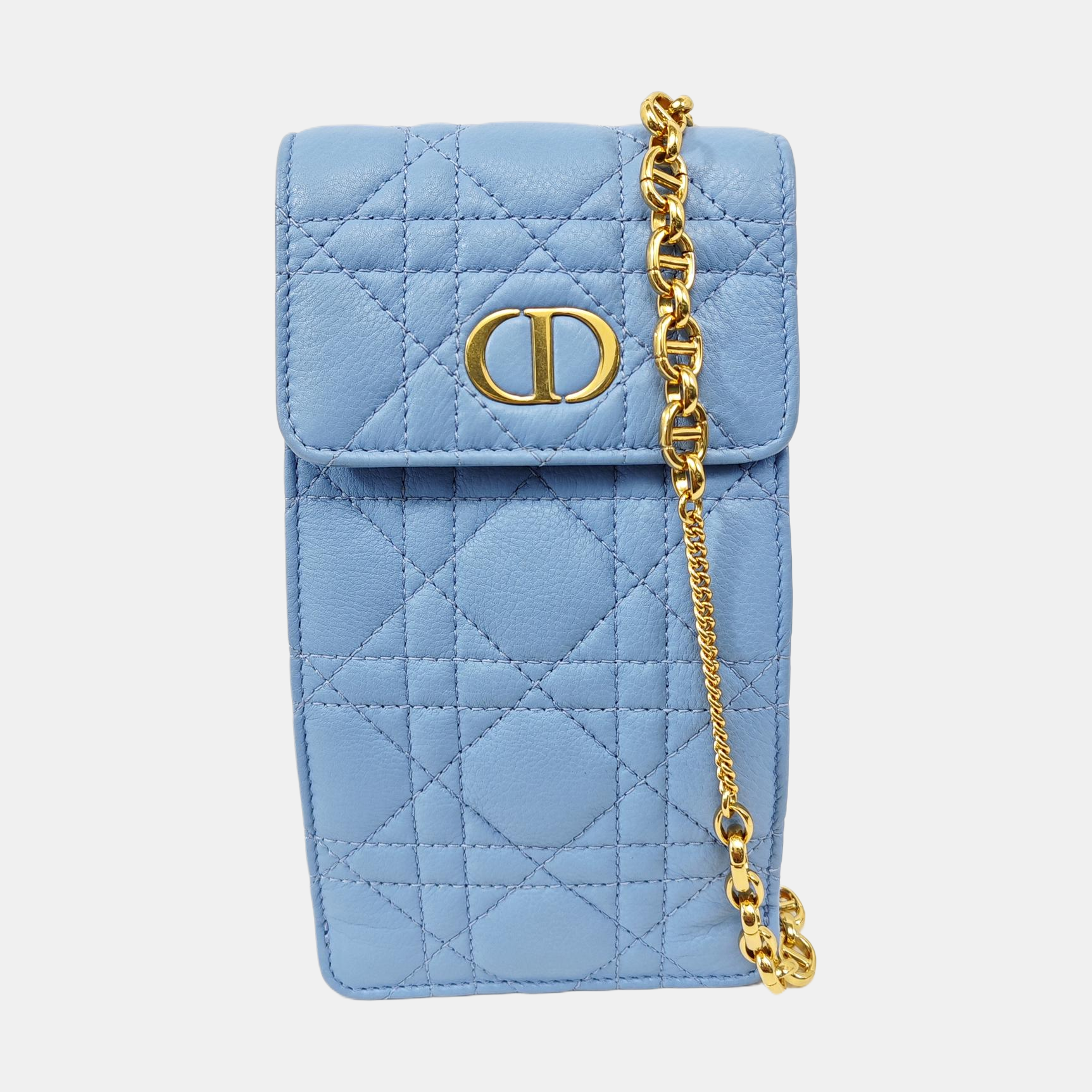 Cannage Calfskin Shoulder Bag Blue