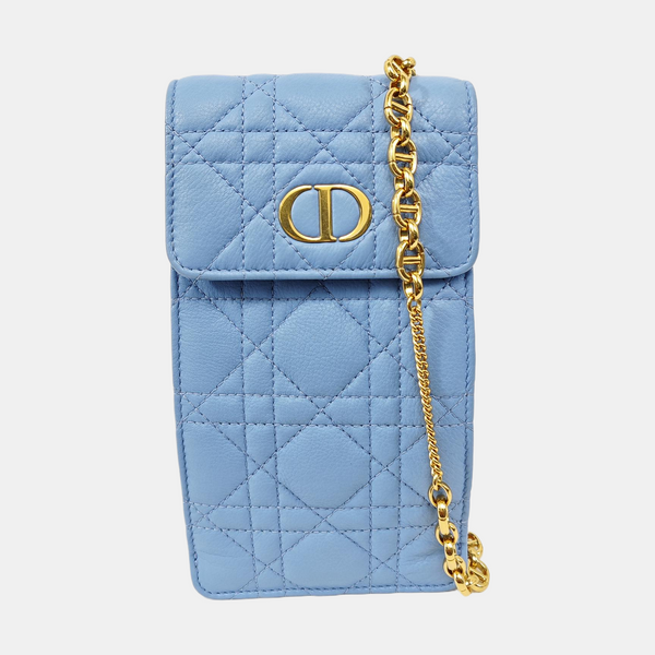 Cannage Calfskin Shoulder Bag Blue