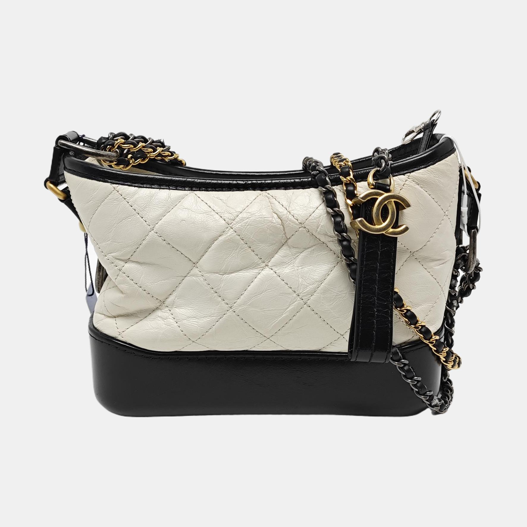 GABRIELLE Small Quilted Calfskin White