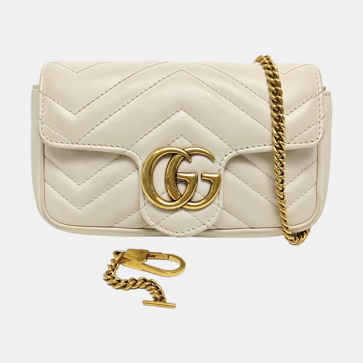 GG Marmont Mini Quilted Calfskin White