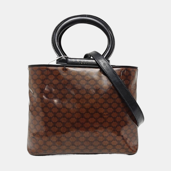 Coated Canvas Tote Bag Brown