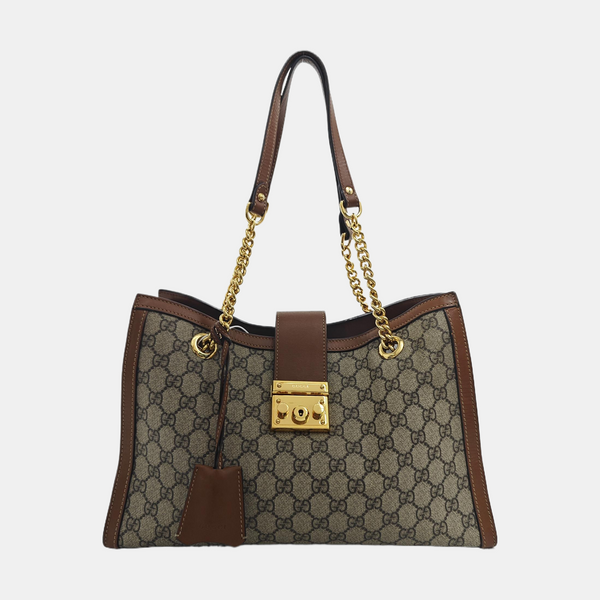 Padlock Medium Monogram Coated Canvas Beige