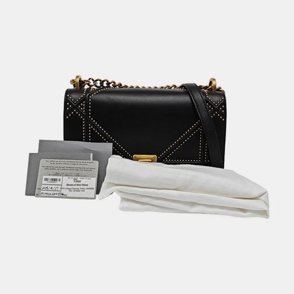 Diorama Medium Cannage Calfskin Black