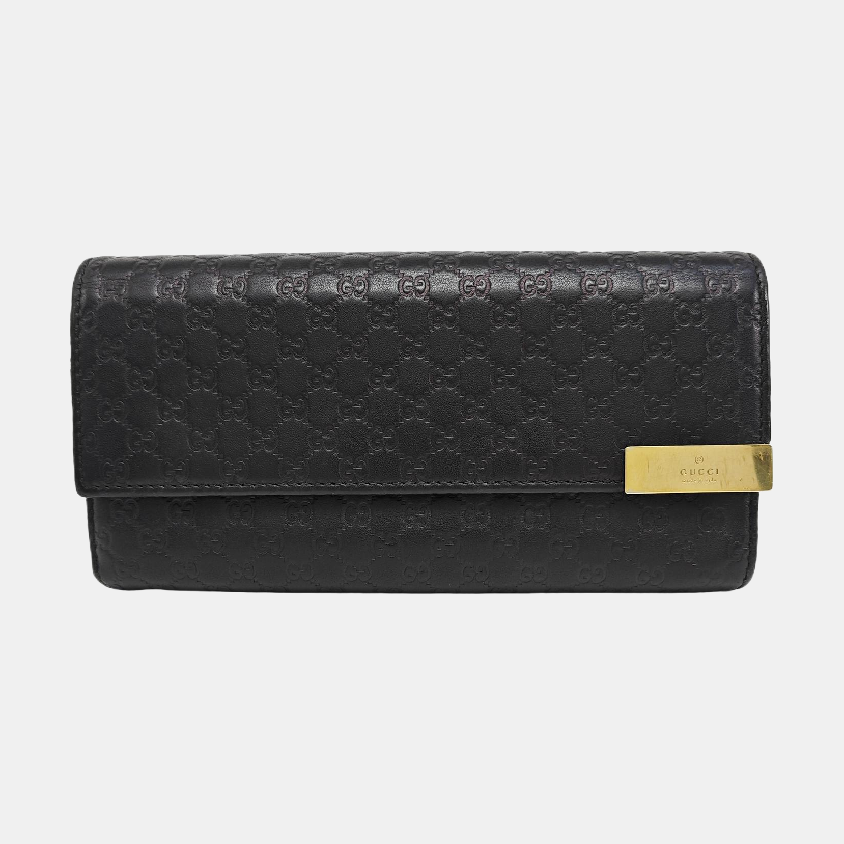 Microguccissima Monogram Calfskin Black Wallet