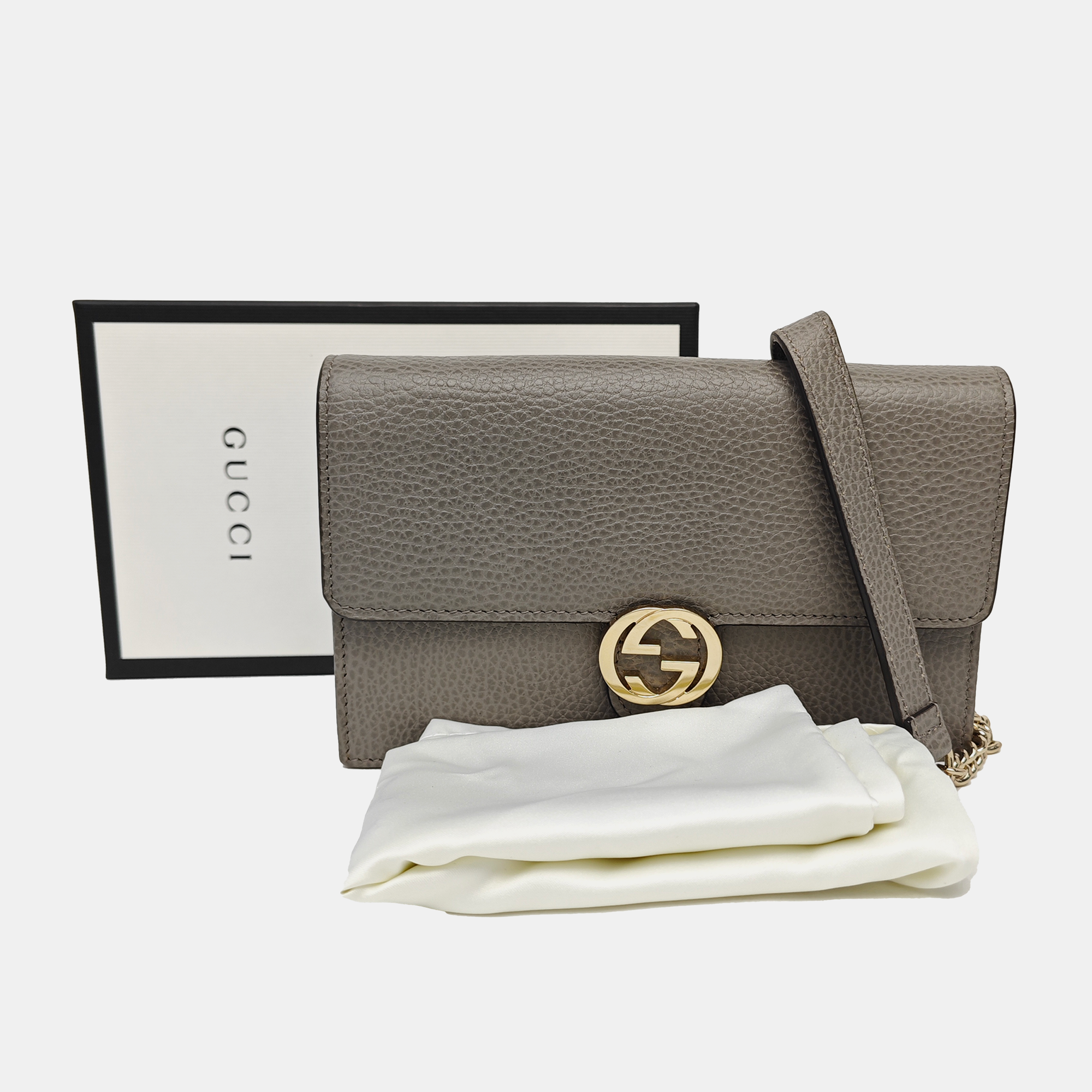 Interlocking G Small Calfskin Gray