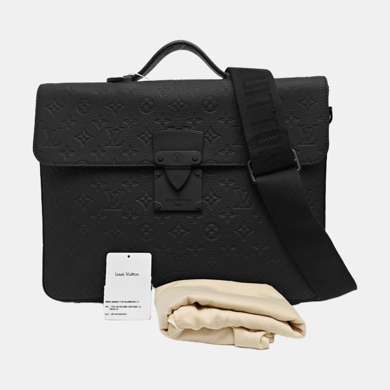 S LOCK Monogram Calfskin Black