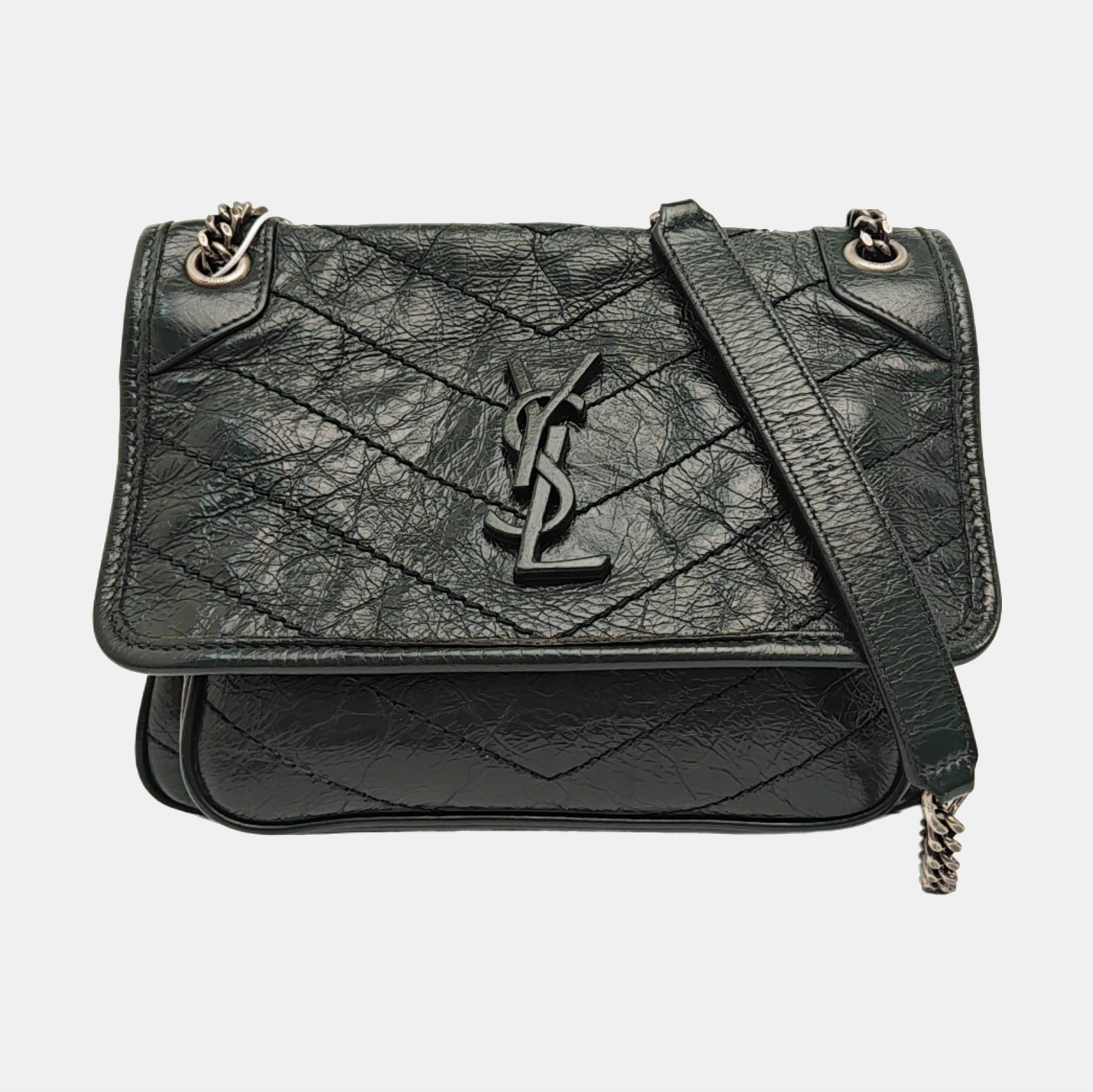 NIKI Small Chevron Calfskin Green