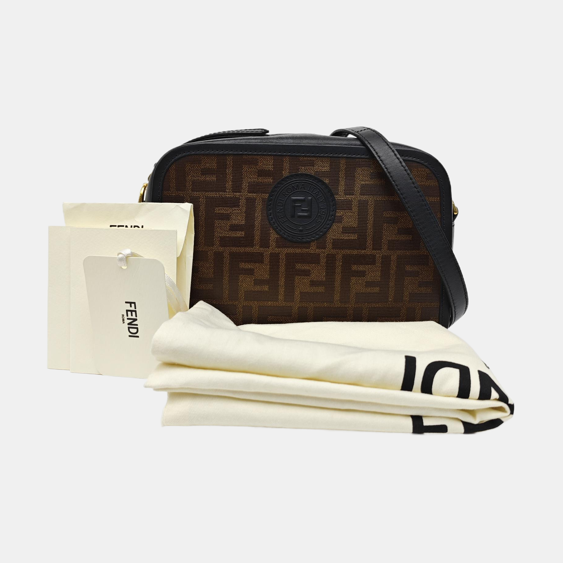 Coated Canvas Shoulder Bag Brown