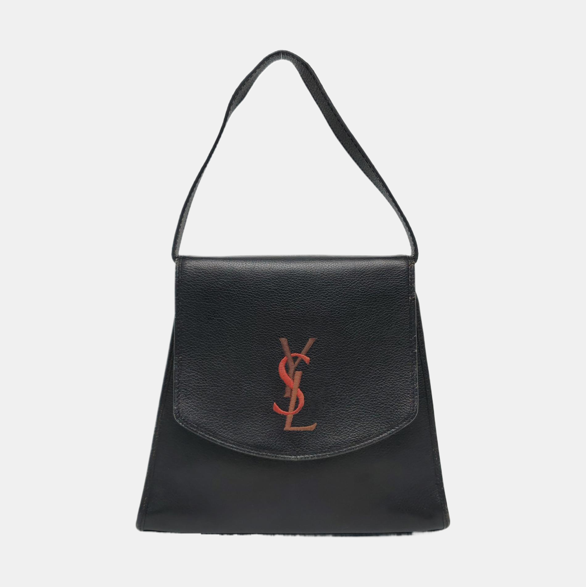 Leather Top Handle Bag Black