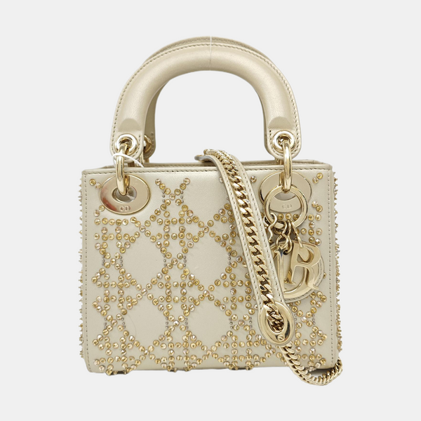Lady Dior Mini Quilted Lambskin Beige