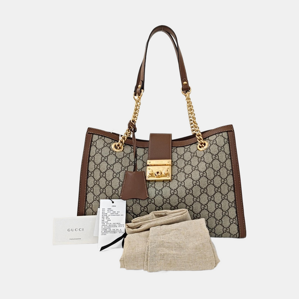 Padlock Medium Monogram Coated Canvas Beige