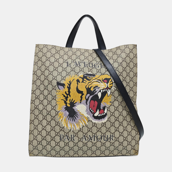 Monogram Coated Canvas Tote Bag Beige