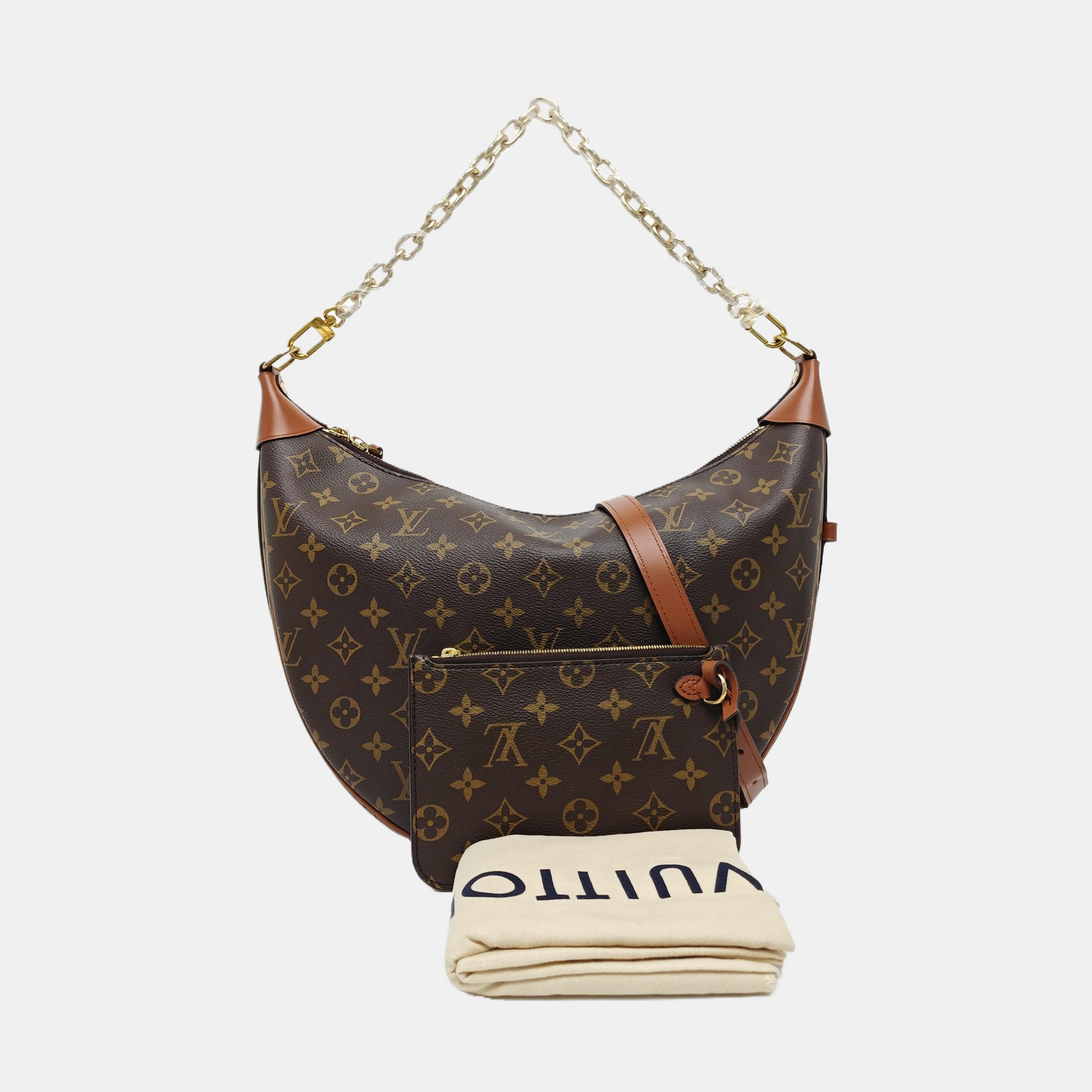 LOOP HOBO Monogram Coated Canvas Brown