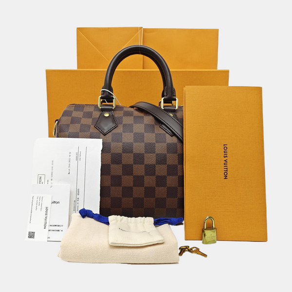 SPEEDY 25 Damier Ebene Coated Canvas Brown