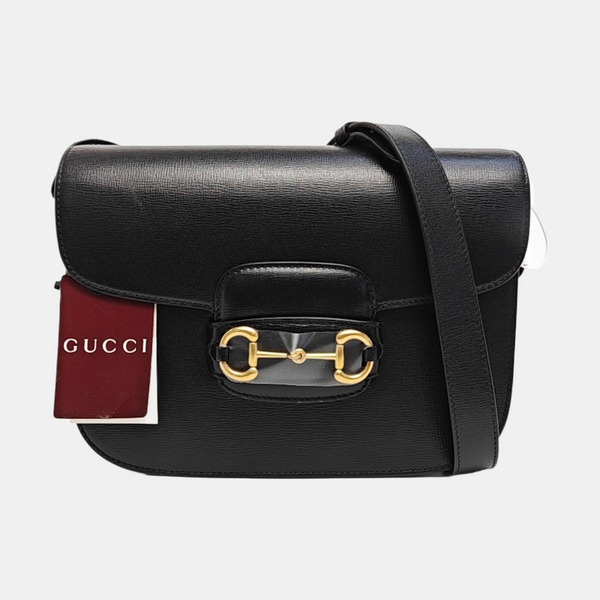 Authenticated pre-owned  Horsebit 1955 Medium Calfskin Black - Shoulder Bag at Looply