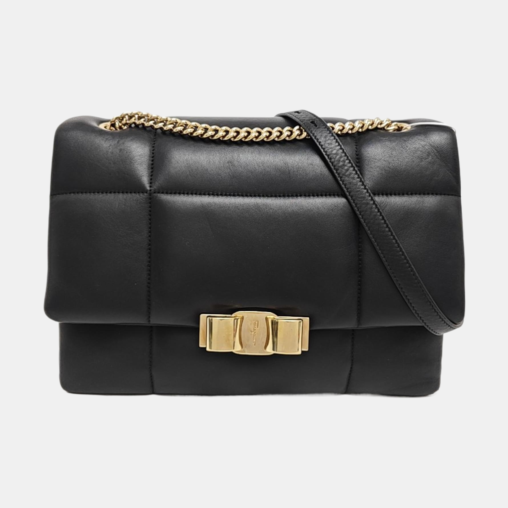Quilted Calfskin Shoulder Bag Black