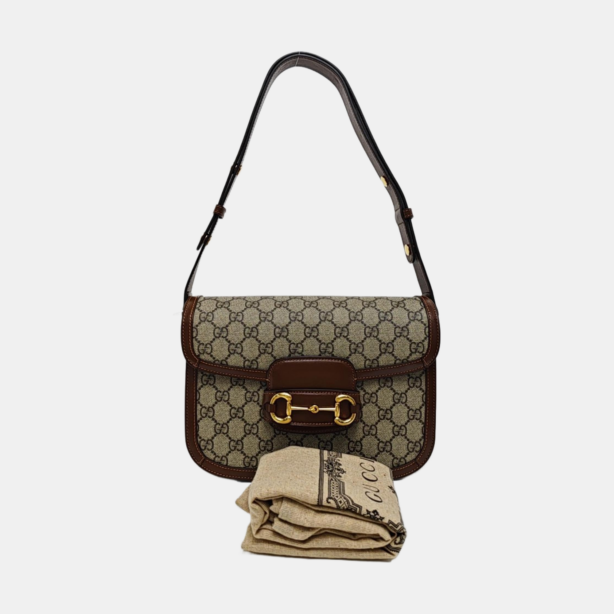 Horsebit 1955 Medium Monogram Coated Canvas Beige