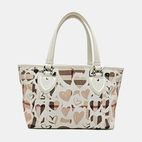 Coated Canvas Top Handle Bag White