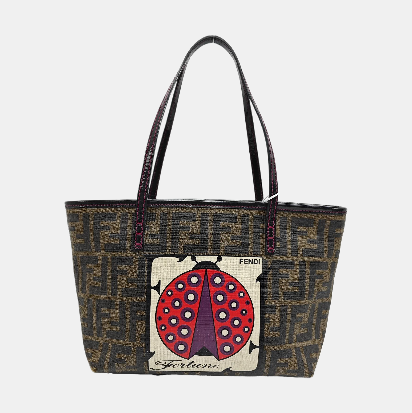 Coated Canvas Top Handle Bag Brown