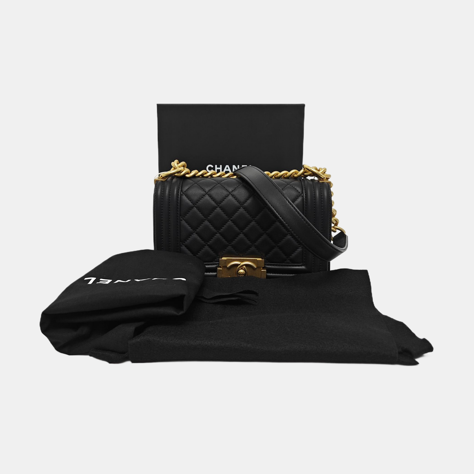 BOY CHANEL Mini Quilted Calfskin Black
