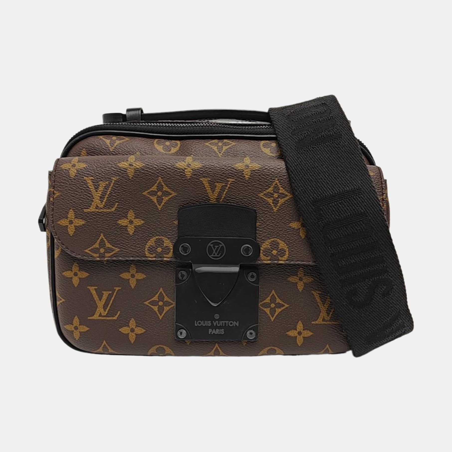 S LOCK Monogram Coated Canvas Brown