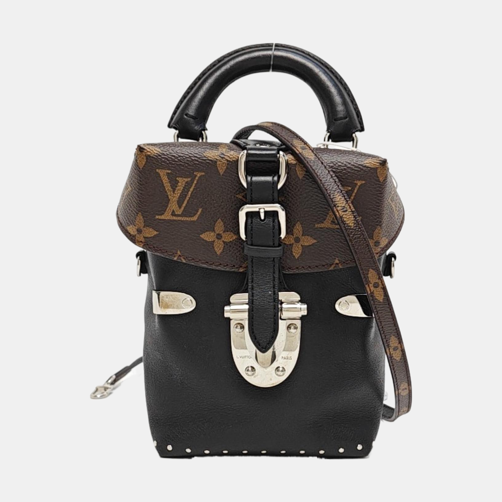Monogram Calfskin Shoulder Bag Black