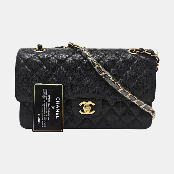 CLASSIC FLAP Medium Quilted Grained Calfskin Black