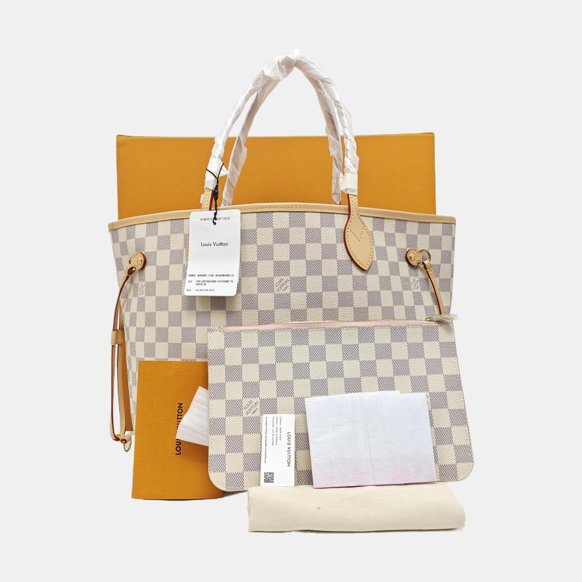 NEVERFULL MM Damier Azur Coated Canvas White