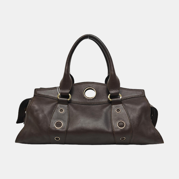 Calfskin Top Handle Bag Brown