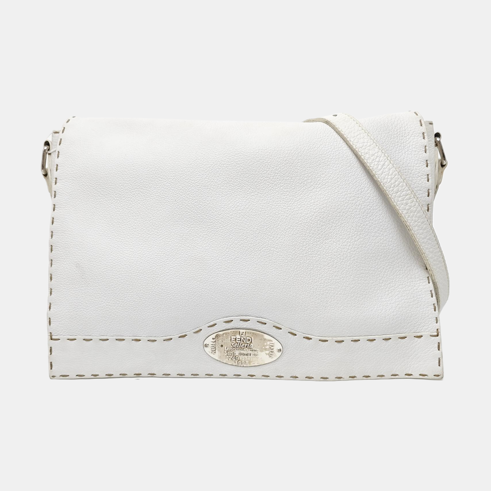 Quilted Calfskin Shoulder Bag White