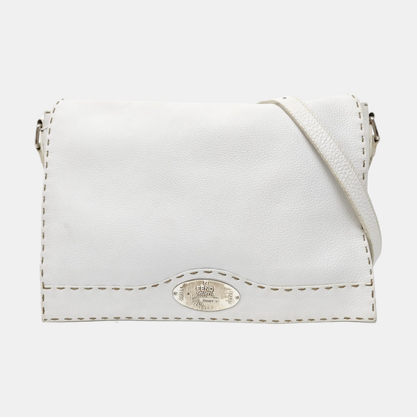 Quilted Calfskin Shoulder Bag White
