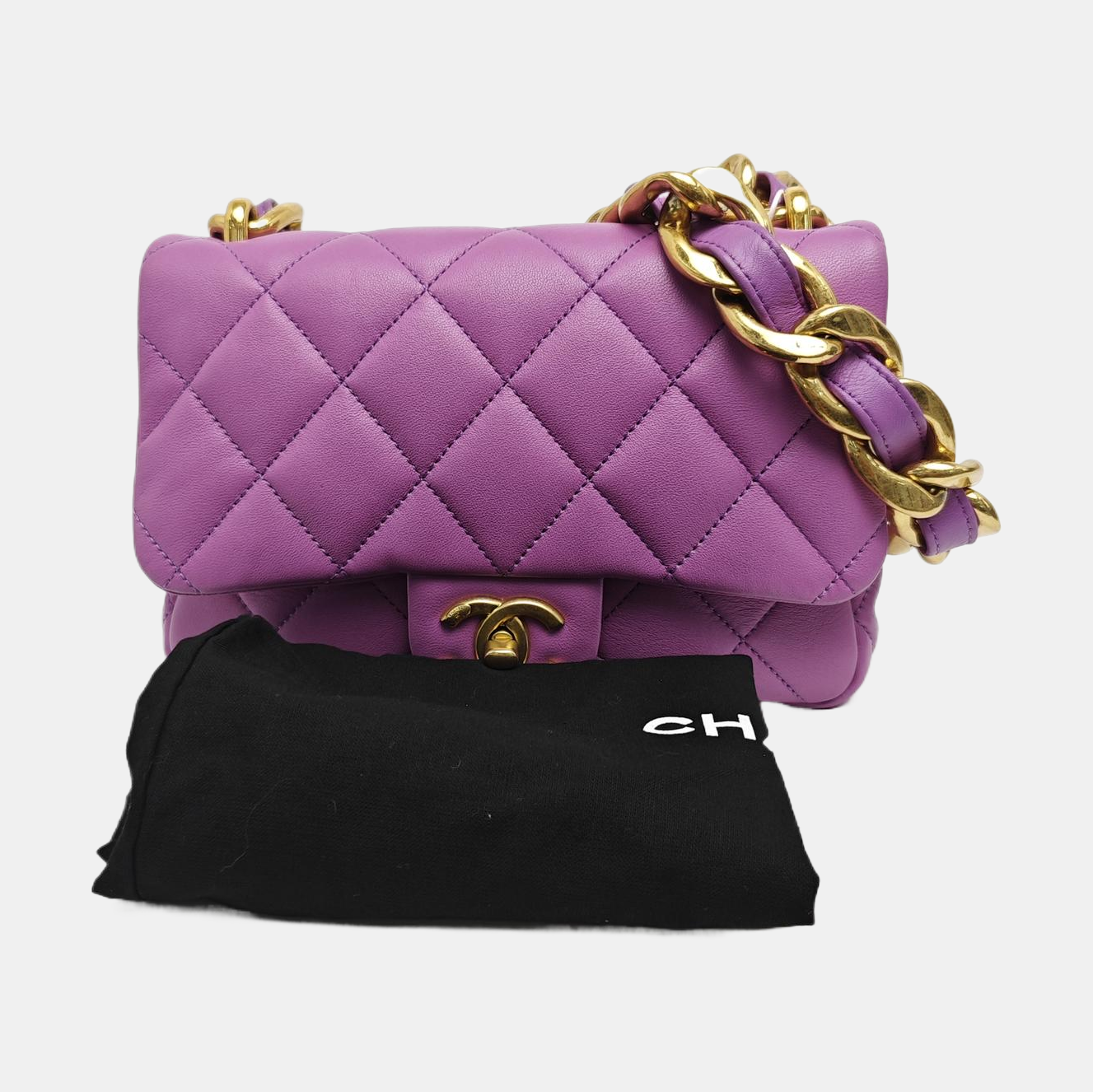 Quilted Lambskin Shoulder Bag Purple