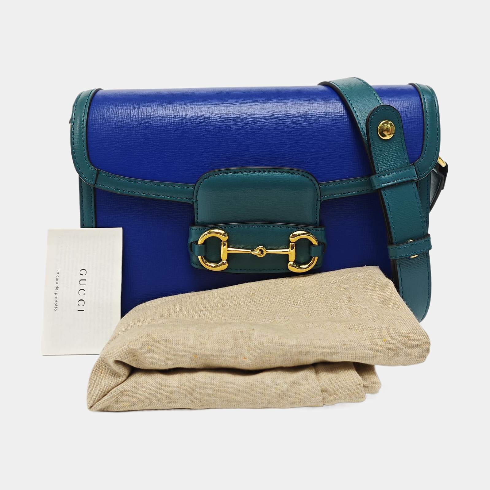 Horsebit 1955 Small Quilted Calfskin Blue