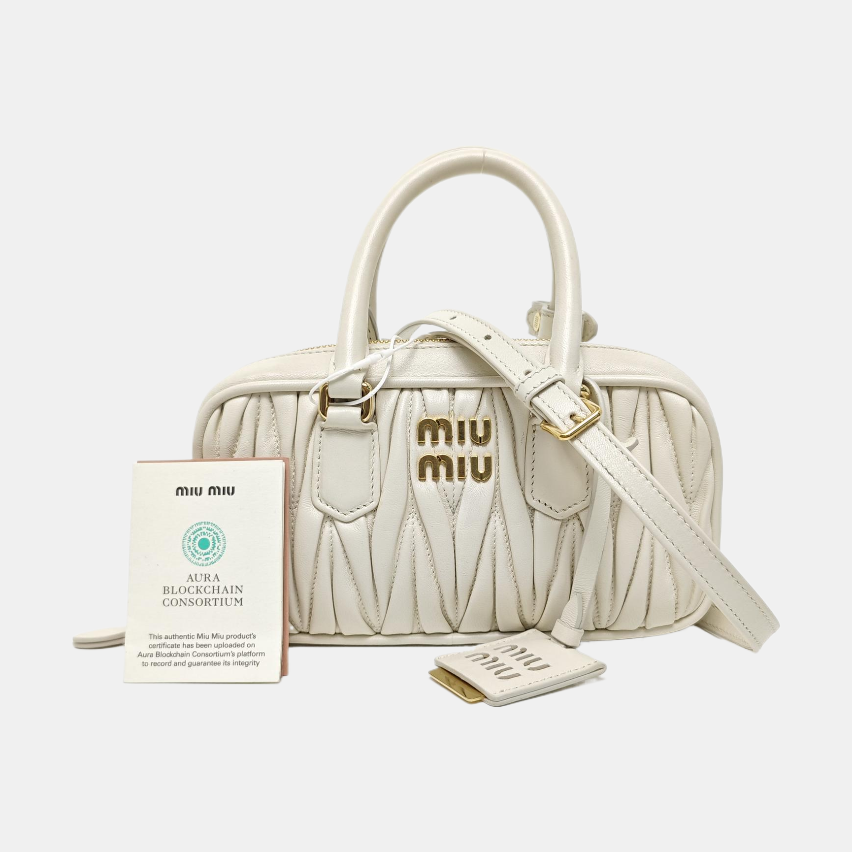 Arcadie Matelassé Mini Quilted Lambskin White