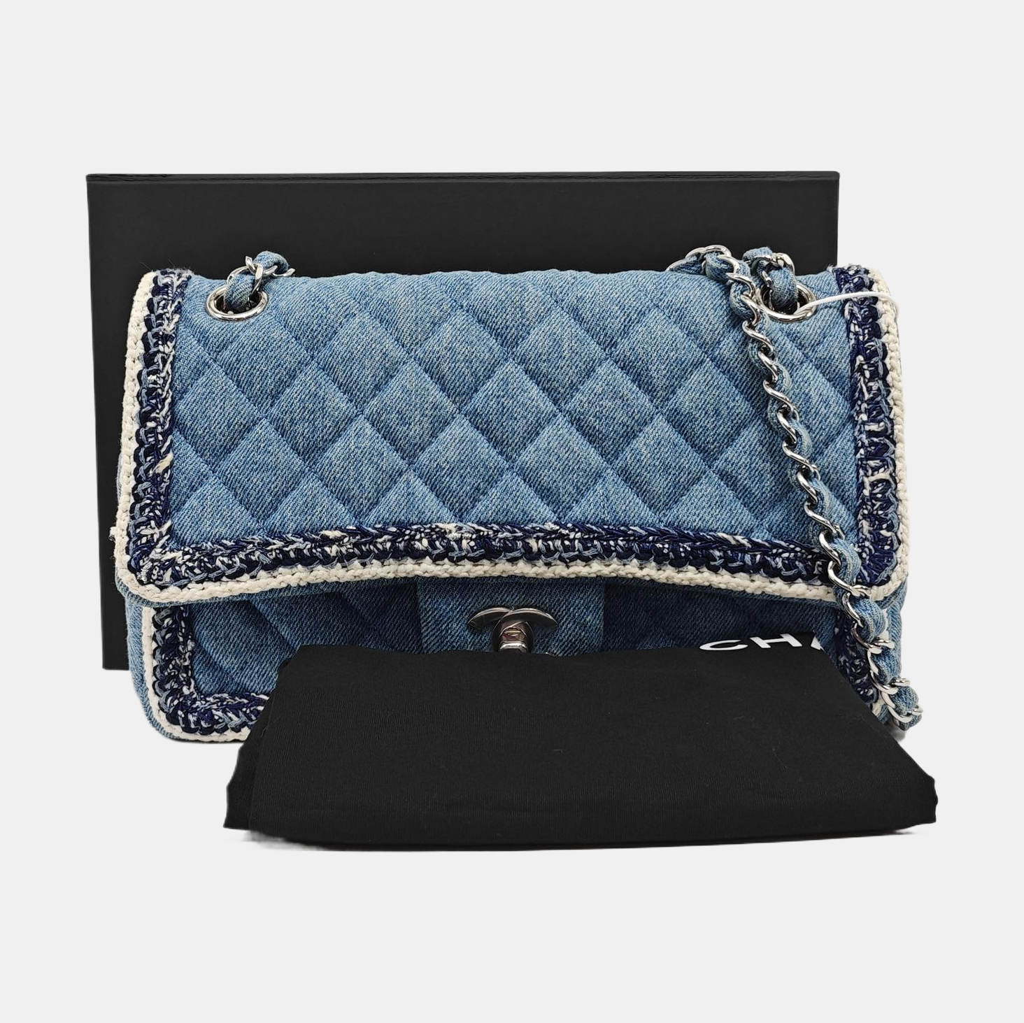 CLASSIC FLAP Small Quilted Denim Blue