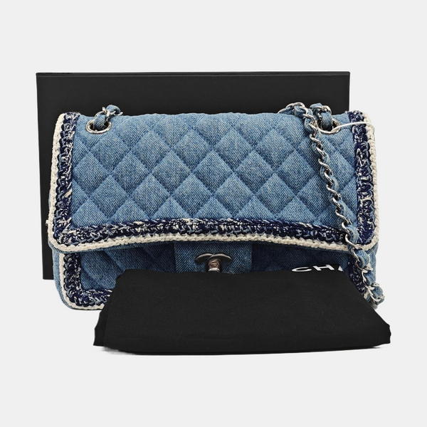 CLASSIC FLAP Small Quilted Denim Blue