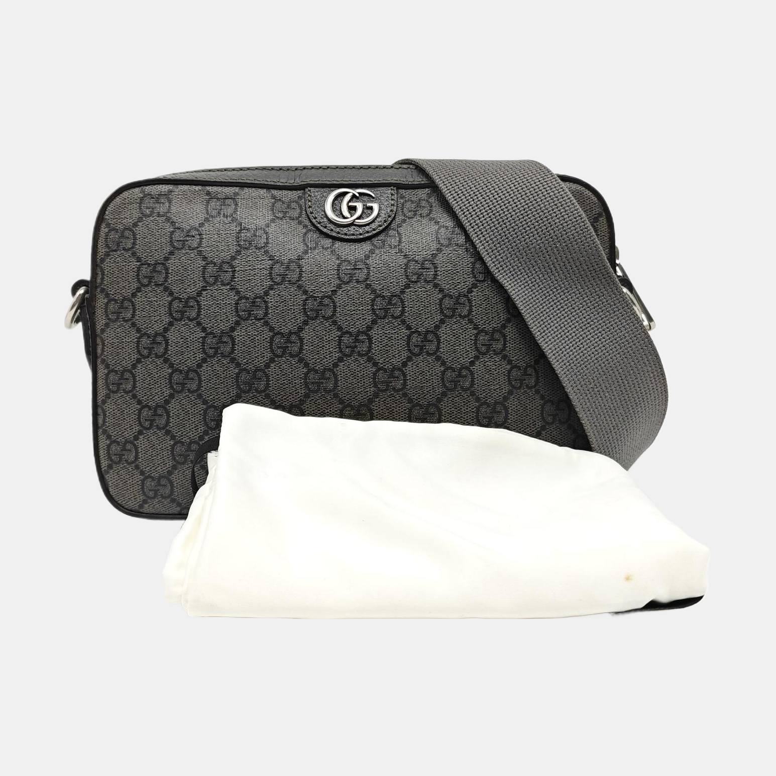 Ophidia Large Monogram Coated Canvas Gray
