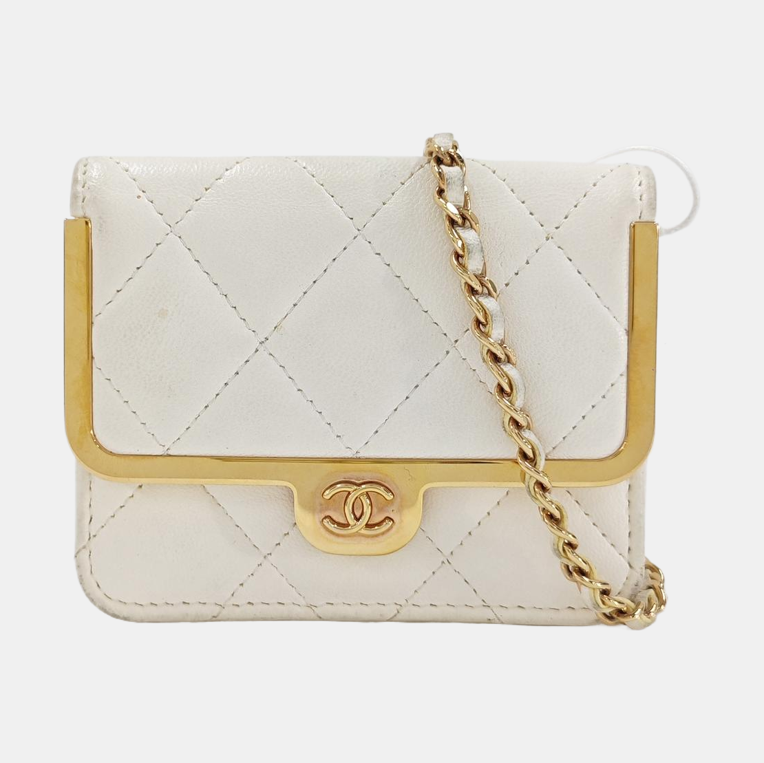Quilted Lambskin Shoulder Bag White