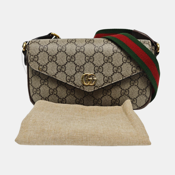 Ophidia Small Monogram Coated Canvas Beige