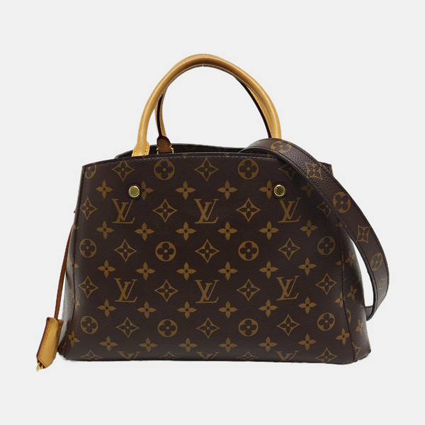 MONTAIGNE MM Monogram Coated Canvas Brown