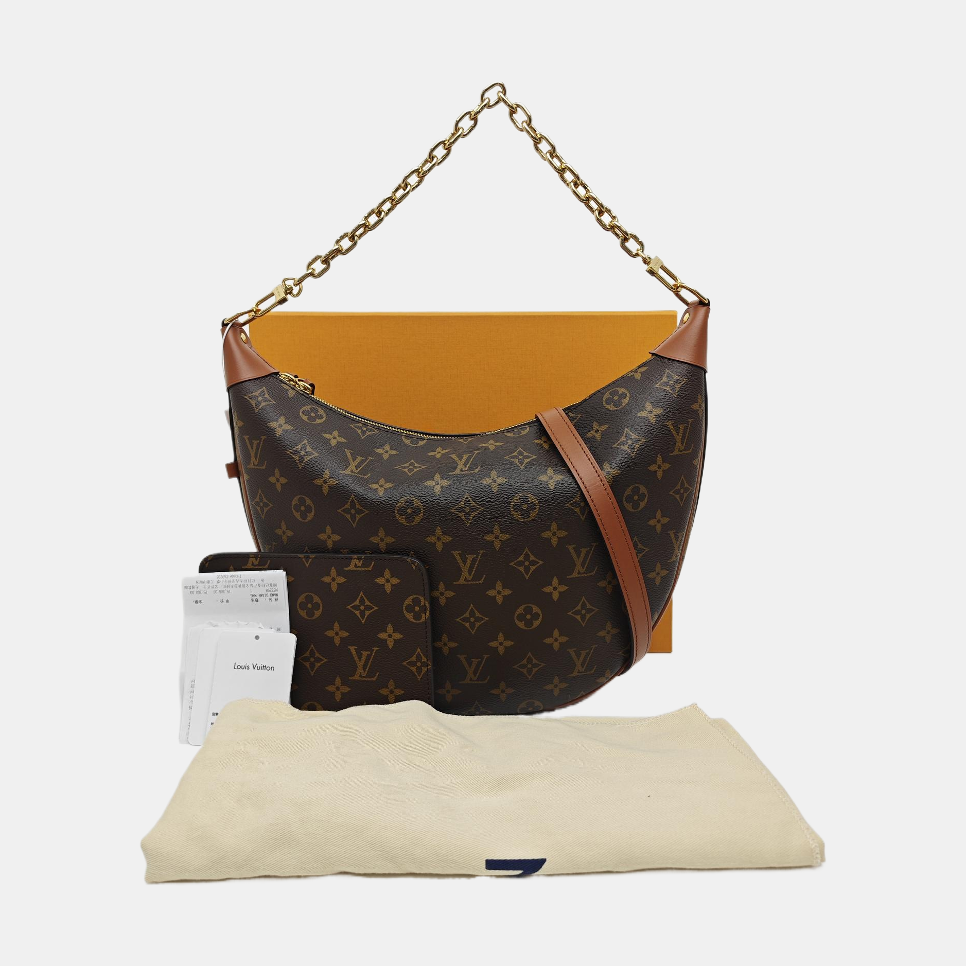 LOOP HOBO Monogram Coated Canvas Brown