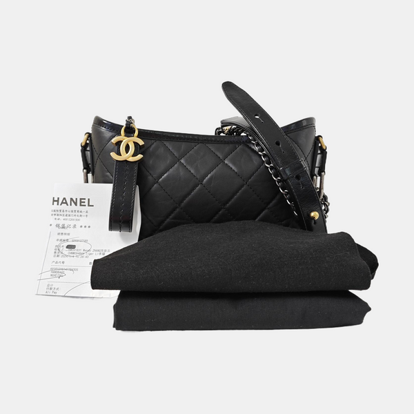 GABRIELLE Small Quilted Calfskin Black