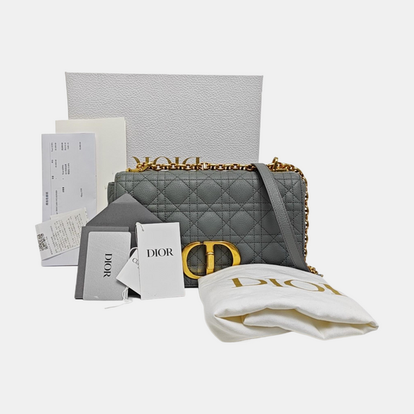 Dior Caro Medium Cannage Calfskin Gray