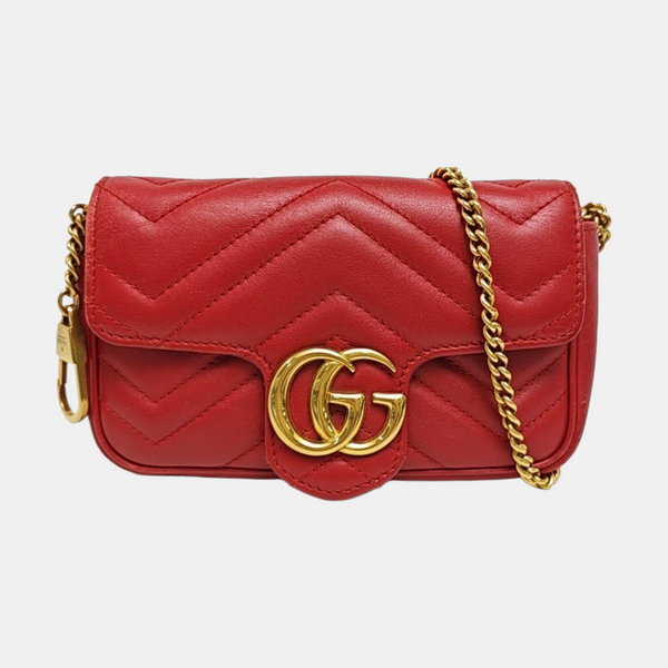 GG Marmont Mini Quilted Calfskin Red