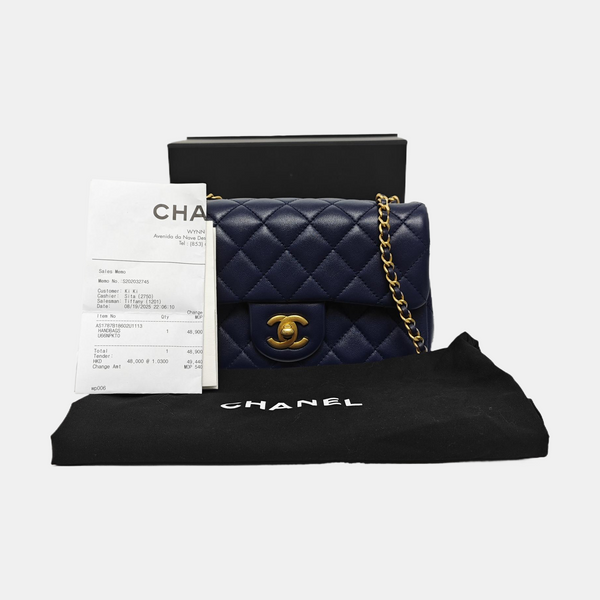 CLASSIC FLAP Mini Quilted Lambskin Blue