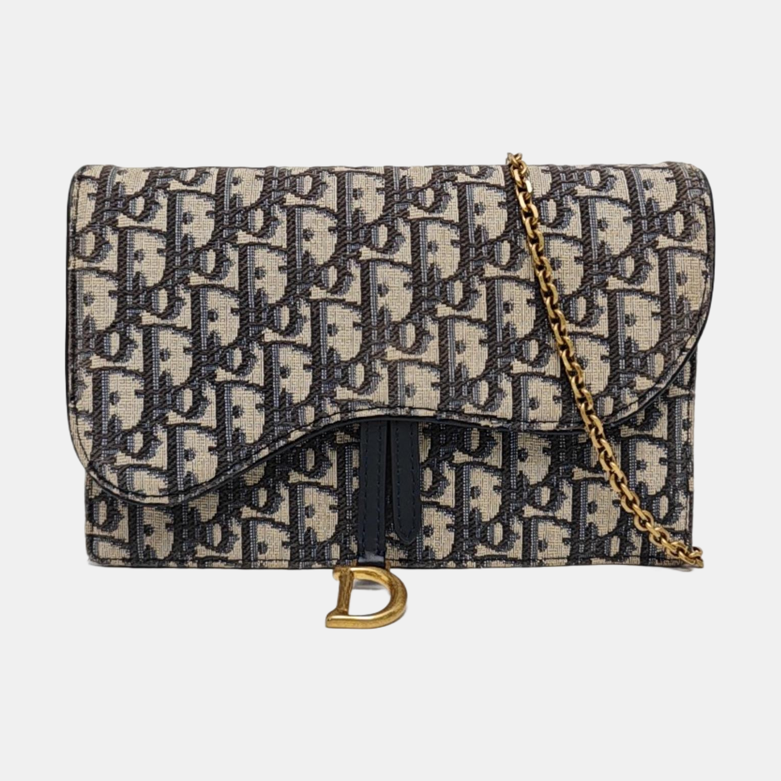 Authenticated pre-owned  Saddle Medium Oblique Canvas Blue - Shoulder Bag at Looply
