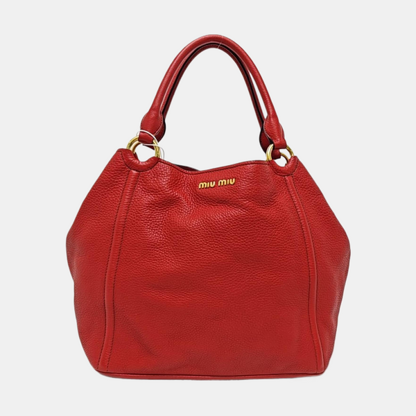 Calfskin Top Handle Bag Red