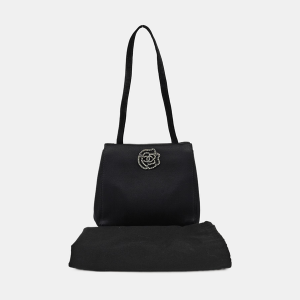 Silk Satin Tote Bag Black